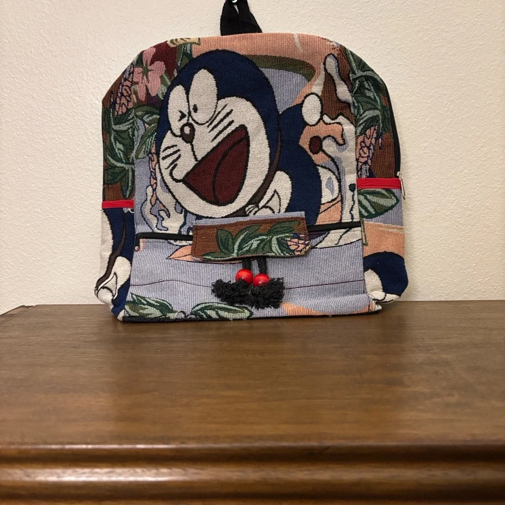 Doraemon‎ Embroidered Backpack w/Champion lining - handmade and excellent